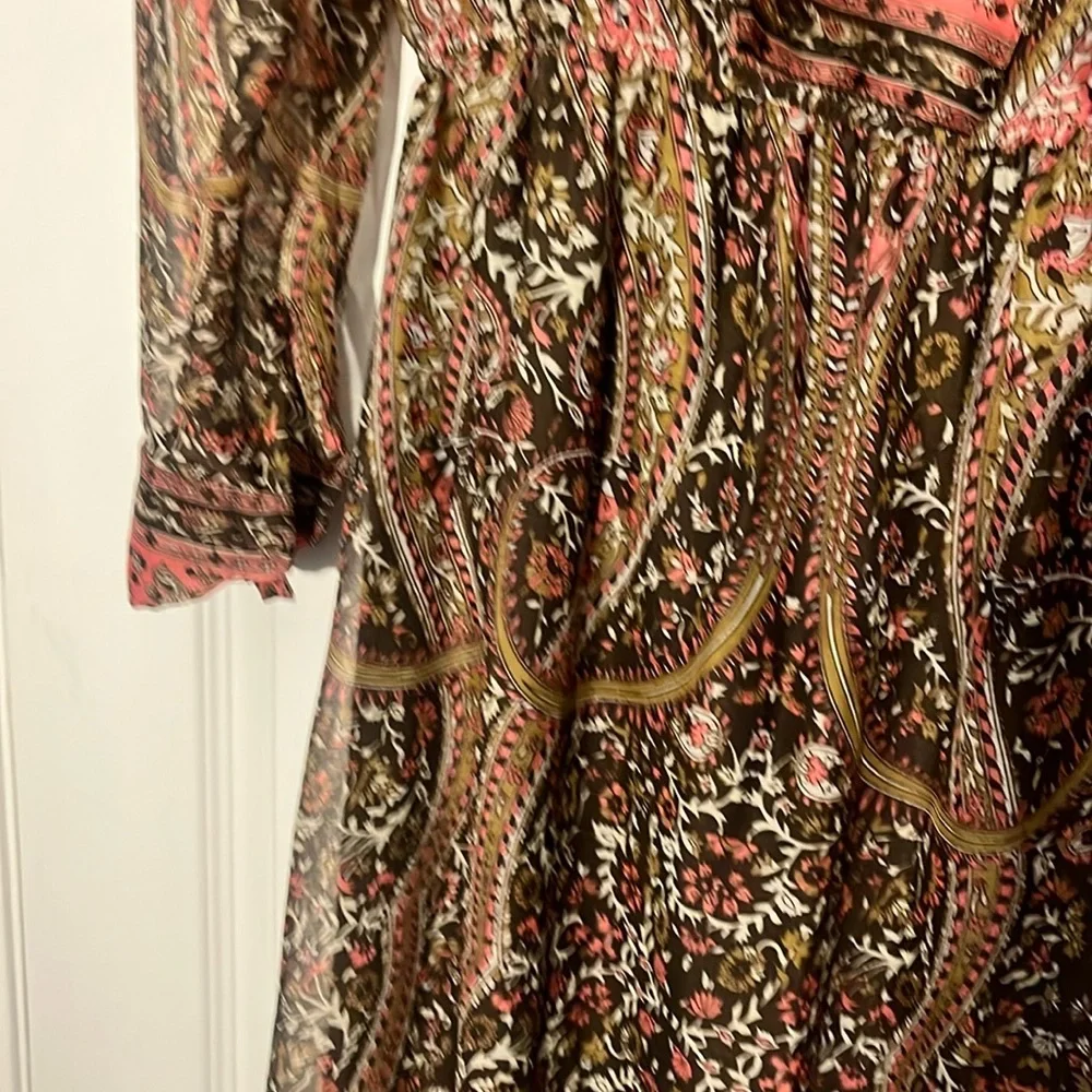 Walter Baker Ruffled Tiered Brown and Black Midi Dress - Picture 5 of 6